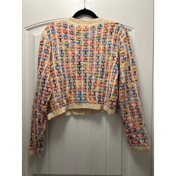 Flying Tomato Women’s Knit Plaid Button Front Cardigan Sweater Size L Multicolor - Picture 3 of 3